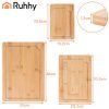 Ruhhy bambusz vágódeszka szett tartóval, 3 darabos készlet 