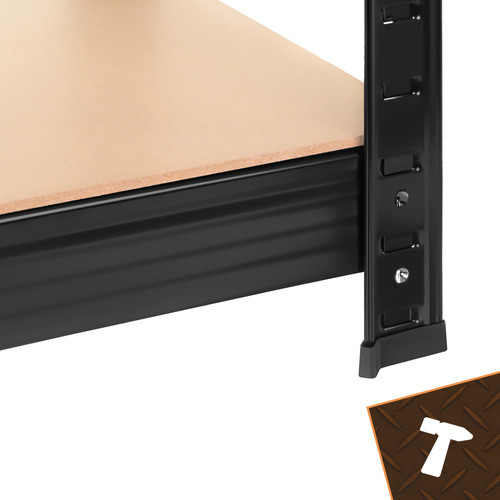 Fekete fém tárolópolc 180x90x40 cm Bigstren