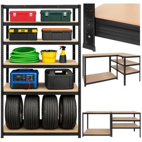 Fekete raktári polc 180x100x60 cm