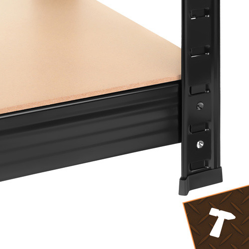 Fekete raktári polc 180x100x60 cm