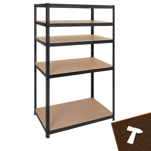 Fekete raktári polc 180x100x60 cm