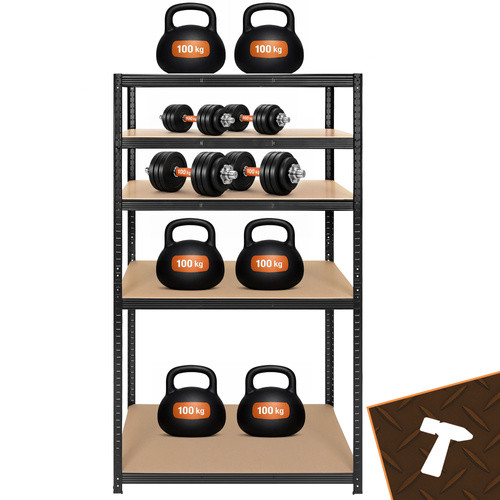 Fekete raktári polc 180x100x60 cm