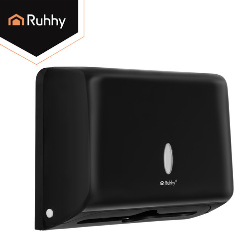 Ruhhy fekete papírtörlő adagoló: higiénia, helytakarékosság.