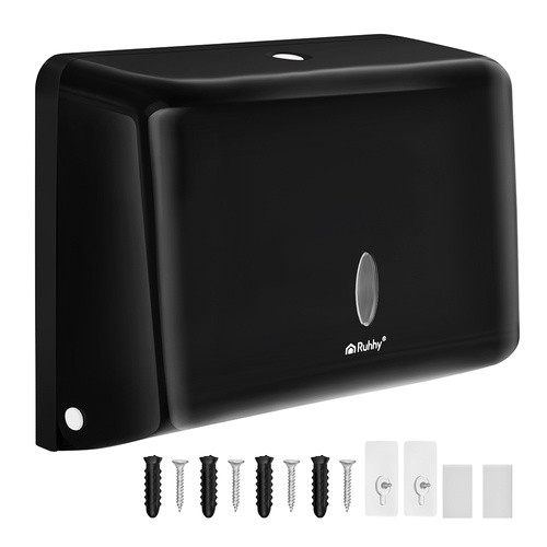 Ruhhy fekete papírtörlő adagoló: higiénia, helytakarékosság.