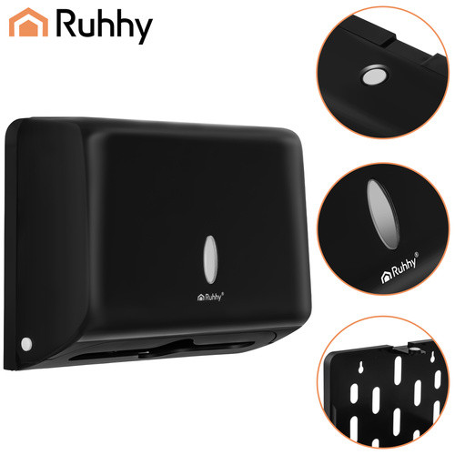 Ruhhy fekete papírtörlő adagoló: higiénia, helytakarékosság.