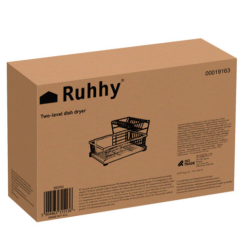 Kétszintes Ruhhy edényszárító - helytakarékos, csepegtetőtálcás