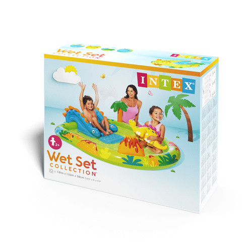 Dínós kerti mini aquapark csúszdával – 249x191x109 cm