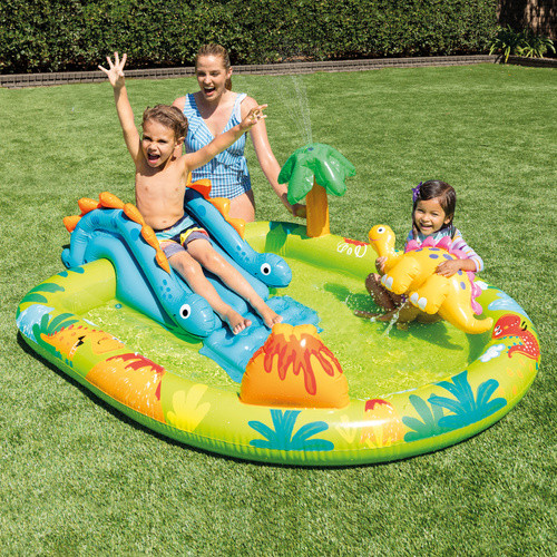Dínós kerti mini aquapark csúszdával – 249x191x109 cm