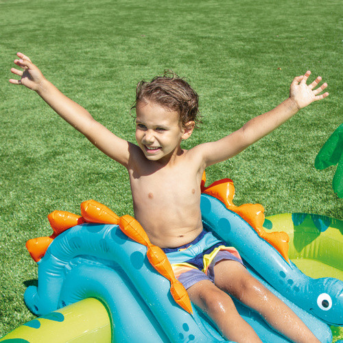 Dínós kerti mini aquapark csúszdával – 249x191x109 cm