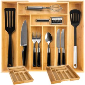   Ruhhy bambusz fiókrendező, kihúzható, 6-8 rekesszel – 33,5-50 cm széles