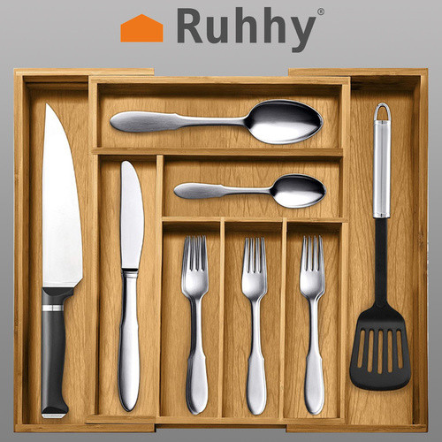 Ruhhy bambusz fiókrendező, kihúzható, 6-8 rekesszel – 33,5-50 cm széles