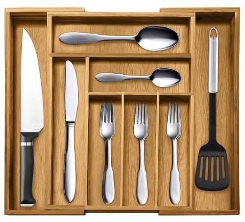 Ruhhy bambusz fiókrendező, kihúzható, 6-8 rekesszel – 33,5-50 cm széles