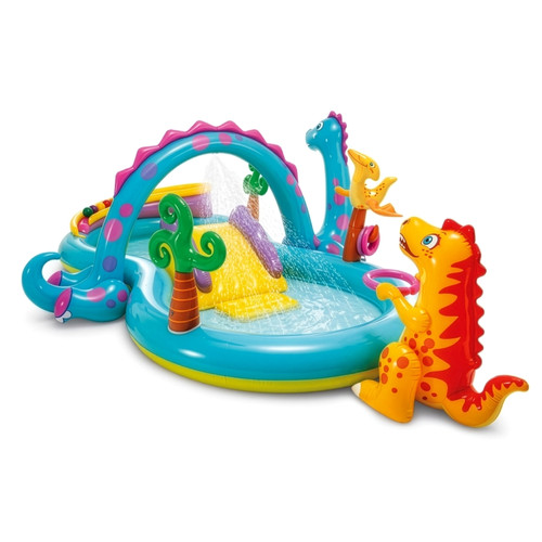 Intex Dinoland vízi játszótér csúszdával, szökőkúttal, 302x229x112 cm