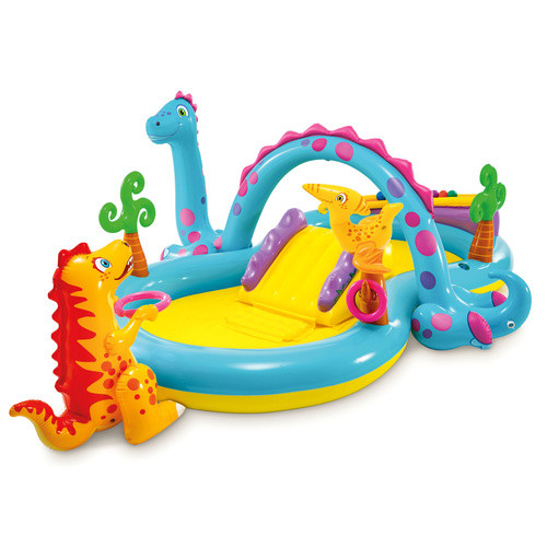 Intex Dinoland vízi játszótér csúszdával, szökőkúttal, 302x229x112 cm