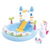 Intex vízi játszótér, kastély és unikornis, csúszdával, locsolóval, 196x178x127 cm