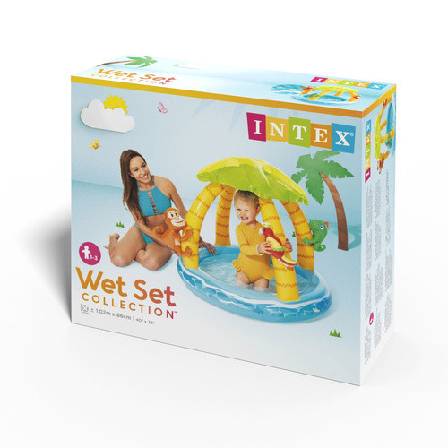 INTEX Trópusi Sziget gyermekmedence, 102x86 cm, napellenzővel, 45 l