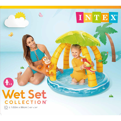 INTEX Trópusi Sziget gyermekmedence, 102x86 cm, napellenzővel, 45 l