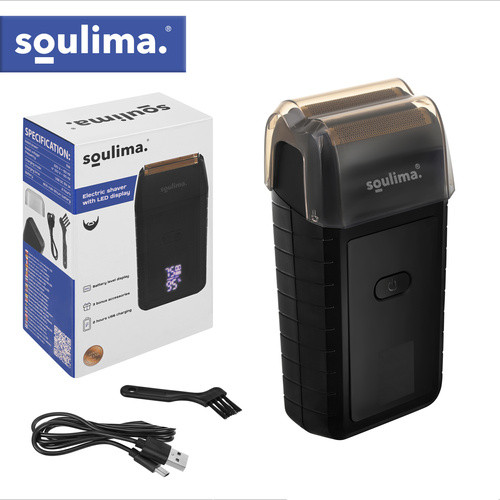 Soulima LED kijelzős szakállvágó USB-C töltéssel, 2 fóliás rendszerrel – 60 perc üzemidő