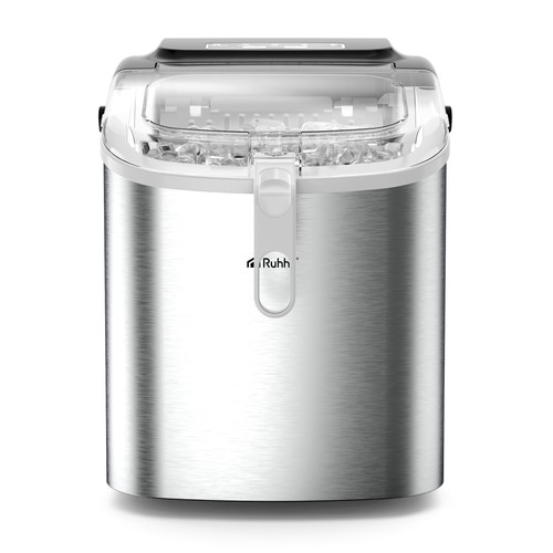 Ruhhy 1,2L ezüst jégkockakészítő, 12 kg/24h kapacitás, gyors jégkészítés