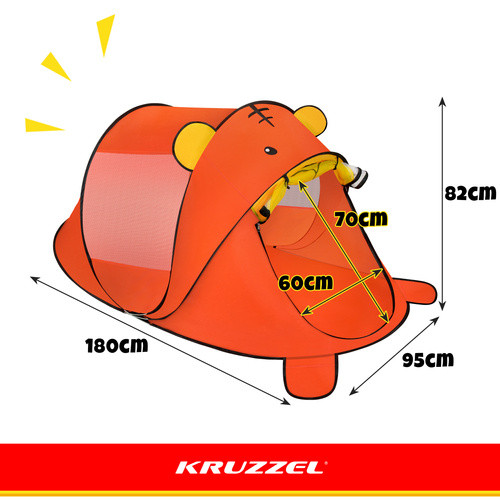 Kruzzel mackó strand sátor gyerekeknek, 180x95x82 cm, önfelállító