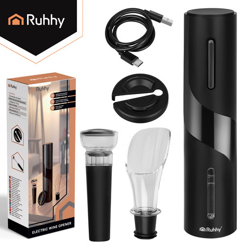 Ruhhy 27312 elektromos bornyitó szett, USB-C töltés, 30 palack/töltés
