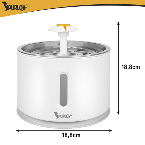 Purlov 2,4L automata itatókút macskáknak és kutyáknak, szűrővel, LED világítással