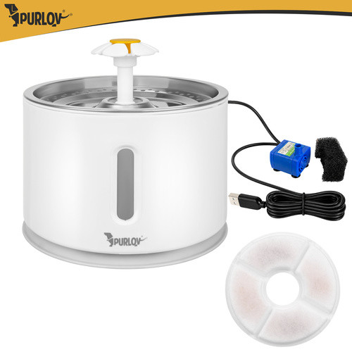 Purlov 2,4L automata itatókút macskáknak és kutyáknak, szűrővel, LED világítással
