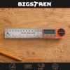 Bigstren 26957 elektronikus szögmérő 360° digitális vonalzó LCD kijelzővel