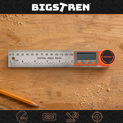 Bigstren 26957 elektronikus szögmérő 360° digitális vonalzó LCD kijelzővel
