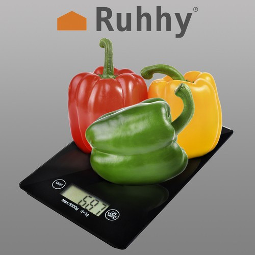 Digitális lapos konyhai mérleg, fekete