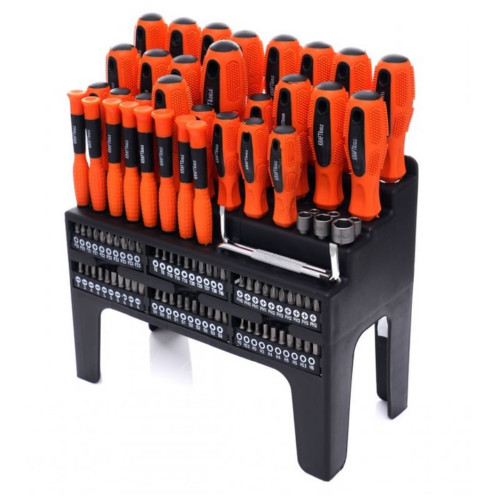 Kraft&Dele 100 részes csavarhúzó és bitfej készlet, állvánnyal