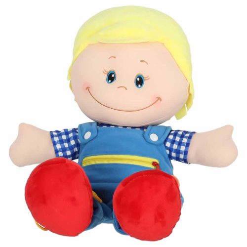 Fiú rongybaba plüssfigura, oktató játék öltözködés tanulásához, 3+