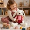Plüss nyuszi piros nadrágban, 36 cm - Ölelgetős játék gyerekeknek