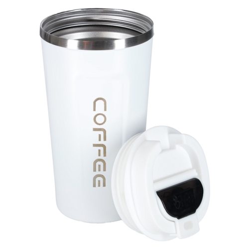 Termikus bögre szájkosárral LED termosz 500ml fehér