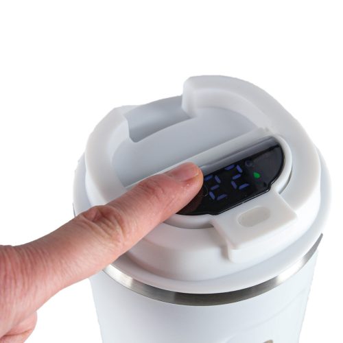 Termikus bögre szájkosárral LED termosz 500ml fehér