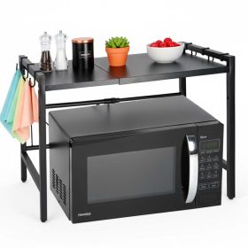   Konyhai polc a mikrohullámú sütő felett állítható fém szervező 6 fogasok