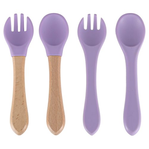 Gyermek szilikon evőeszközök 8 darabos készlet lila