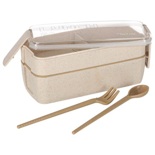 Bézs rekeszes ebéddoboz, 750 ml