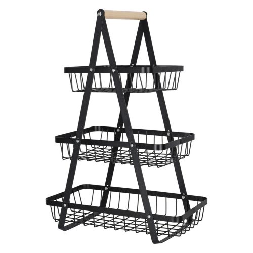 Gyümölcs és zöldség kosár háromszintes tál fém fa