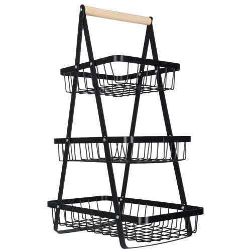 Gyümölcs és zöldség kosár háromszintes tál fém fa