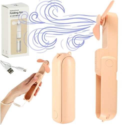 Asztali ventilátor mini kézi összecsukható ventilátor hordozható USB rózsaszínű