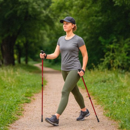 Nordic walking botok összecsukható 2 db piros