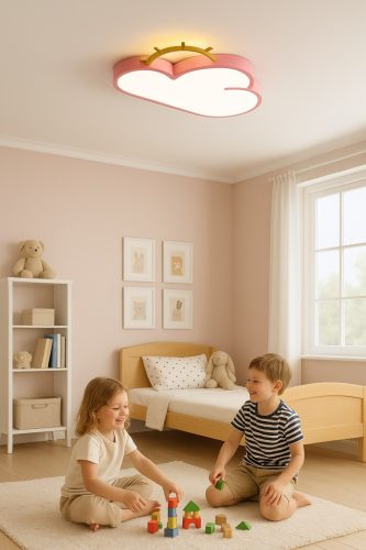 LED mennyezeti lámpa plafond gyerekszobába dimmelhető LUMELA + távirányító felhő pink