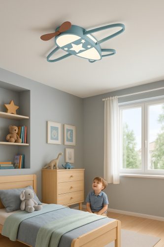 LED mennyezeti plafond lámpa gyerekszobába dimmelhető LUMELA + távirányítós repülőgép