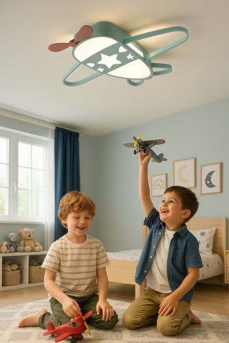 LED mennyezeti plafond lámpa gyerekszobába dimmelhető LUMELA + távirányítós repülőgép