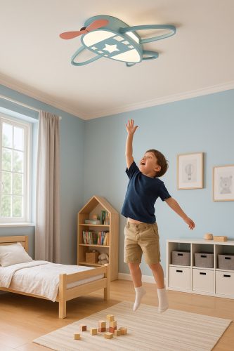 LED mennyezeti plafond lámpa gyerekszobába dimmelhető LUMELA + távirányítós repülőgép