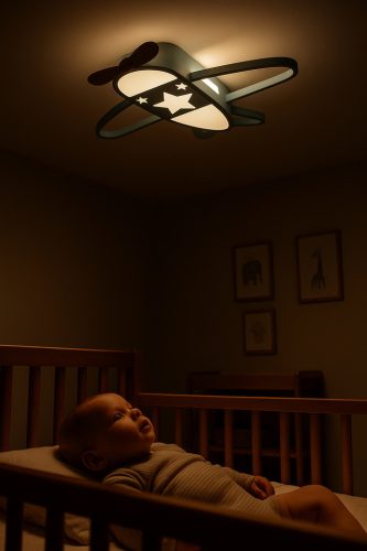 LED mennyezeti plafond lámpa gyerekszobába dimmelhető LUMELA + távirányítós repülőgép