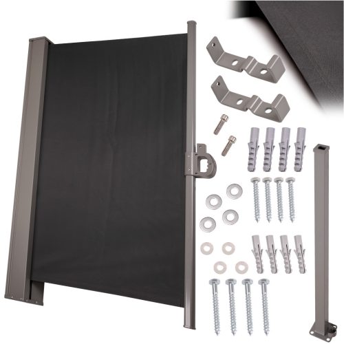 Behúzható kerti oldalfal napellenző – 160x300 cm, sötétszürke, szélvédett