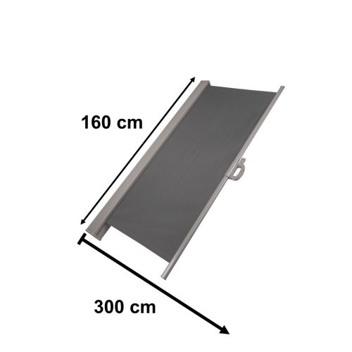 Behúzható kerti oldalfal napellenző – 160x300 cm, sötétszürke, szélvédett