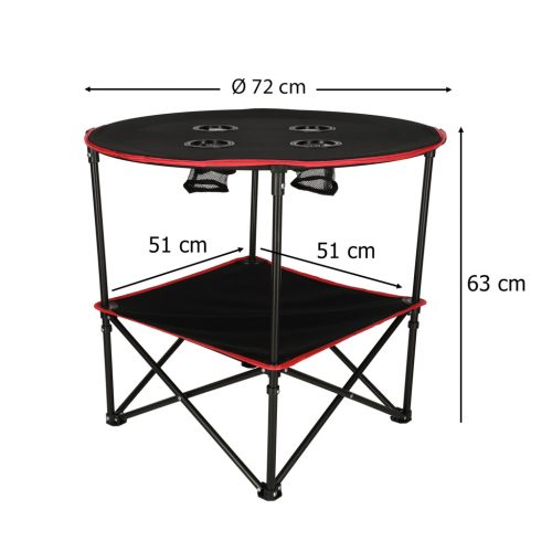 Utazási asztal összecsukható fedéllel fekete